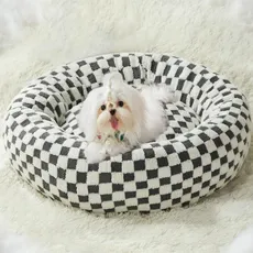 BFPETHOME Donut-Hundebetten für kleine Hunde, rundes Katzenbett für Indoor-Katzen, beruhigendes Haustierbett für Welpen und Kätzchen mit rutschfester Unterseite, niedliches ausgefallenes Hundebett mit
