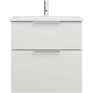 burgbad Eqio Slim Keramik-Waschtisch inklusive Waschtischunterschrank, 620x490x620mm, SHBT062F2009C0001G0146, Farbe: Weiß Hochglanz / Weiß Hochglanz, Griff Chrom G0146