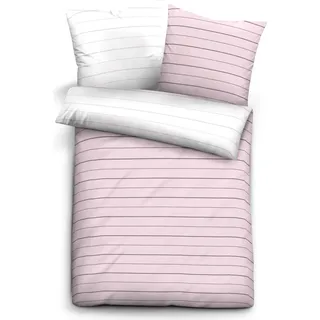 biberna Mako-Satin Bettwäsche "STREIFEN - MIX & MATCH" ROSE 40x80 cm - Rosa
