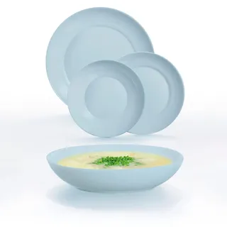 Luminarc Apy Paradise Geschirrset, Opal, Blau, 18-teilig, für 6 Personen, Opal, mikrowellengeeignet, kühlschrankgeeignet, stapelbar