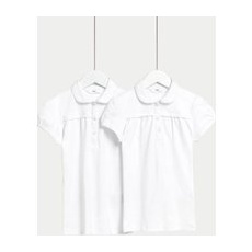 M&S Collection 2er-Pack Schul-Poloshirts aus Jersey für Mädchen (2-18 Jahre) - White, White, 6-7 Jahre