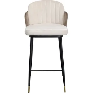 Kare Design Barstuhl Hojas, Beige, Esszimmerstuhl, Samtoptik, 99x50x51cm (H/B/T)