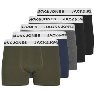 JACK & JONES Jungen Jacbasic White Wb Trunks 5 Pack Jnr Boxershorts, Schwarz, 176 EU