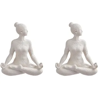Butlers Deko-Statue (2er Set) Lotus , Weiß , Stein , 18x24x15 cm , Dekoration, Dekofiguren & Skulpturen, Skulpturen