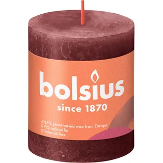 Bolsius Rustiko Shine Stumpenkerze 8 cm rot