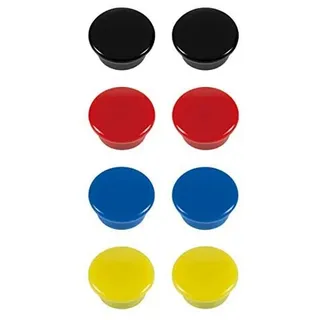Westcott Haftmagnete 8er Pack, 15 mm, rund, je 2x schwarz, rot, blau, gelb, E-10807 00