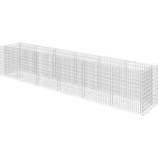 vidaXL Hochbeet, Gabionen 540/90/100 cm, aus Verzinkter Stahl, Silber , Silberfarben , Metall , 90x100x540 cm , Gartenzubehör, Hochbeete