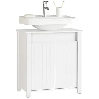 SoBuy Waschbeckenunterschrank Badschrank Waschtisch Badezimmerschrank Unterschrank Badmöbel Weiß 60 cm BZR101-W