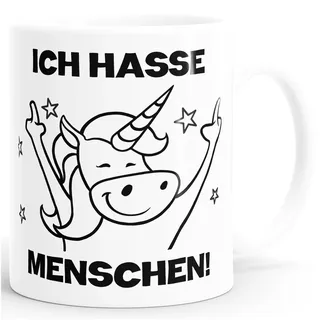 MoonWorks Einhorn Spruch - Ich hasse Menschen Kaffee-Tasse Trend Geschenk Kollegin Weiss unisize