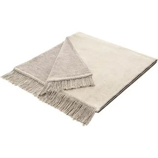 Biederlack Sesselschoner "Cotton Cover Salt & Pepper" 50 x 200 cm (Breite x Länge), mit Fransen, natur