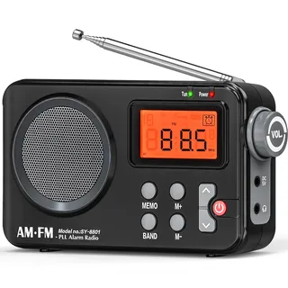 Tendak FM UKW AM Radio Klein Mit Großem Display, Timing-Funktion, Wecker - Transistorradio Mit USB-Stromversorgung/Batteriebetrieb