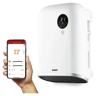 Domo DO7357F, Elektrischer Raumheizlüfter, 1,4 m, IP24, Drinnen, Wand, Weiß - Weiß