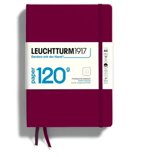 Leuchtturm1917 363535 Notizbuch 120g/m2 Paper Edition, Hardcover, Medium (A5), Port Red, dotted