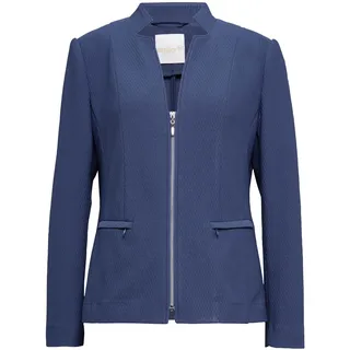 Jackenblazer GOLDNER "Trageangenehmer Struktur-Jerseyblazer", Damen, Gr. 38, grün (blauviolett), Obermaterial: 98% Polyester PES. 2% Elasthan EL., weit Tubular, Blazer Jackenblazer, Hübsche Kragenlösung