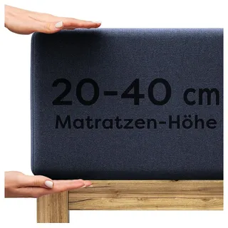 Wolkenfeld Spannbettlaken Jersey-Baumwolle-Lycra 180 x 200 - 200 x 220 cm blau