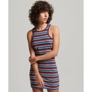 Superdry für Damen. W8011412A Vintage Stripe Racer Logo Kleid braun (XXS), Lässig, Flieder, Ärmellos / Hosenträger, Bio-Baumwolle, Nachhalti