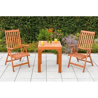 Gardenson Balkonset , Naturfarben , Holz , 3-teilig , Eukalyptusholz , massiv , eckig , FSC Mix , Tisch ausziehbar , Gartenmöbel, Gartengarnituren, Balkonmöbel-Sets