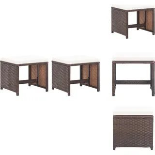 vidaXL Gartenhocker 2 Stk. mit Sitzkissen Poly Rattan Braun - Gartenstühle - Braun