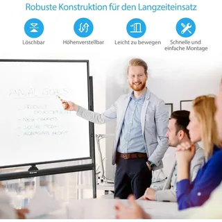 mobiles magnetisches großes reversibles Whiteboard um 360° drehbar 90 x 120 cm Schwarz + Weiß