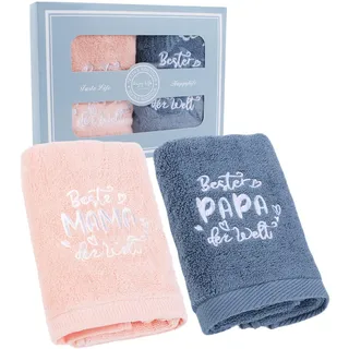 Belillpipi Geschenke für Mama Papa 2 Bestickt Handtuch 35 x 75 cm, Weihnachtsgeschenke für Eltern, Muttertagsgeschenke Vatertagsgeschenk Geburtstagsgeschenk für Papa Mama