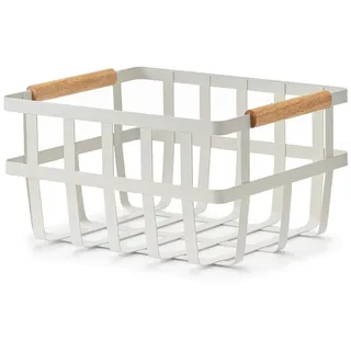 Zeller Aufbewahrungskorb Metall/Bambus 25 x 31,5 x 17 cm weiß