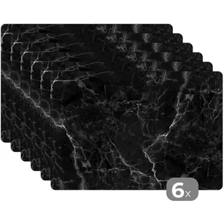 MuchoWow Platzsets 6er-Set Marmoroptik - Luxus - Schwarz 45x30 cm Tischset , Anthrazit , Kunststoff , Rechteckig , 45x30x0.3 cm , Heimtextilien, Wohntextilien, Tischwäsche, Tischsets