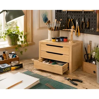 Astigarraga Kommode 3 Schubladen 39x30x29 cm Beige