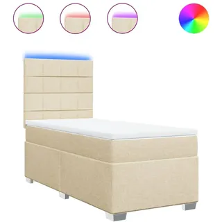 vidaXL Boxspringbett mit Matratze Creme 90x200 cm Stoff - Creme