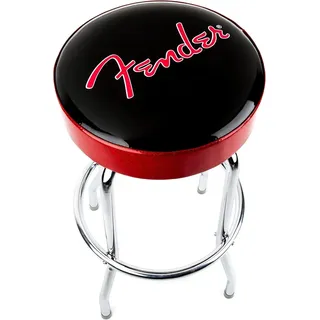 Fender Barhocker, rotem Glitzerlogo, gepolsterter Drehhocker, 76cm | Fender-Barhocker für Musikzimmer, 360° drehbar, gepolsterter Sitz, Geschenk für Gitarrenfans, Hausbar, Schwarz/Rot glitzernd