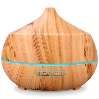 Aroma Diffuser Ätherische Öle Diffuser Ultraschall: 400ml Duft Diffuser Aromatherapie Vernebler Duftlampe Holz Luft Luftbefeuchter mit Farben Licht & Timer für Schlafzimmer Wohnung Büro - Gelb