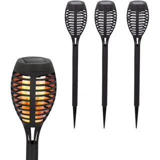 AKTIVE 61542 Solar-Fackel für den Außenbereich, LED-Solarlicht, für den Außenbereich, 4 Solarfackeln für den Außenbereich, Licht mit Feuereffekt, wasserdicht, bis zu 6 Stunden, wiederaufladbares
