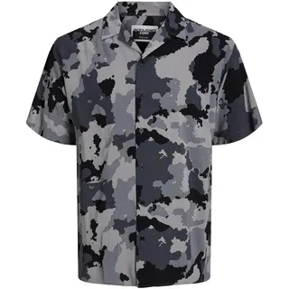 JACK & JONES Men's JCOHUNT CAMO Reggie Resort Shirt SS Hemd, Gargoyle, M