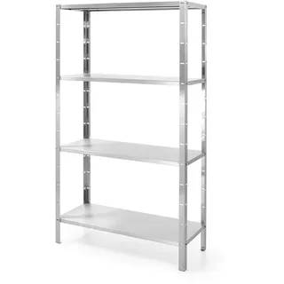 HENDI Aufbewahrungsregal, Regalsystem, 4 Böden, verschraubt, mit höhenverstellbaren Füßen, Max. 70kg pro Boden, 1000x400x(H) 1800mm, Edelstahl