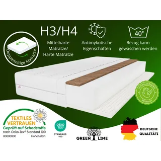 Latexmatratze Tango 100x200 cm, Kokos-Matratze, Höhe ca. 20 cm, Härtegrad H3/H4, Farbe: Weiß, inkl. Bezug