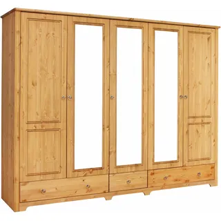 »Hugo« 3 Breiten: 106/200/245 cm H/T ca. 190/58 cm, aus massiver Kiefer im Landhausstil, mit Spiegel