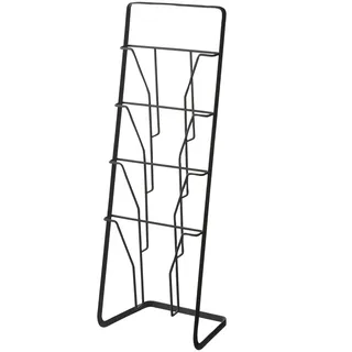 Yamazaki 6513 TOWER Zeitungsständer mit 4 Fächern, schwarz, Stahl, minimalistisch, 25 x 18 x 71 cm