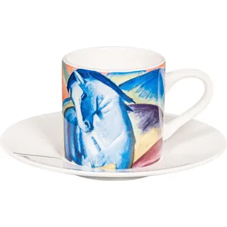 tea4chill Könitz Espresso Tasse F. Marc Blaues Pferd. Kaffeetasse 65ml aus Fine Bone China Porzellan. Espressotasse modern, bunt - Bunt