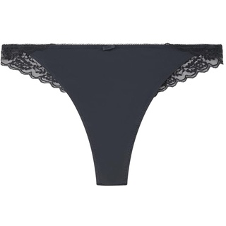 Women'secret Damen Tanga Mikrofaser Spitze Grau Dessous, Meliert, 38