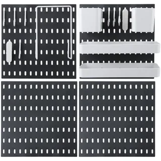 Swylexn 4 Stück Lochplatte Schreibtisch Lochwand schreibtisch Stecktafel | Stecktafeln 28x28cm, 14 Zubehör, Stecktafel-Wand-Organizer, Lochwand schreibtisch, Schreibtisch Wand Organizer,Stecktafel Set
