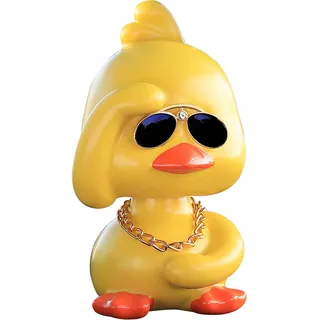 Mwmoeen Ente Wackelfigur Auto Deko, Coole Gelbe Ente Armaturenbrett Dekorationen Interieur Autozubehör, Lustige Schüttelkopf Ente Puppe Auto Spielzeug Geschenk für Geburtstag Weihnachten(Linke Hand)