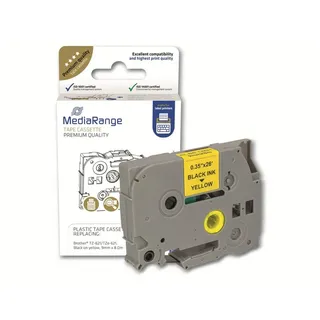 MediaRange Schriftband MRBTZ621 (0.90 cm, schwarz auf gelb
