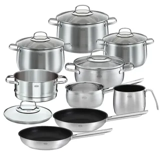 Rösle ELEGANCE GLOBE Topf-Set 10-tlg. Kochtopf + Dampfgareinsatz + Milchtopf + Bratentopf + Bratpfanne + Stieltopf