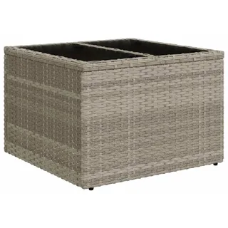 vidaXL Gartentisch mit Glasplatte Hellgrau 55x55x37 cm Poly Rattan - Hellgrau