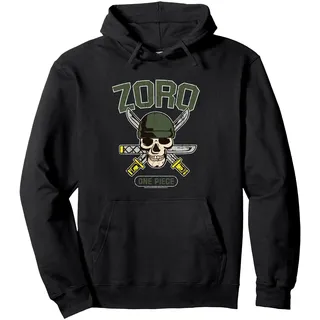 One Piece Strohhut Pirat Hunter Roronoa Zoro Logo Anime Pullover Hoodie, Unisex für Erwachsene, Schwarz, L