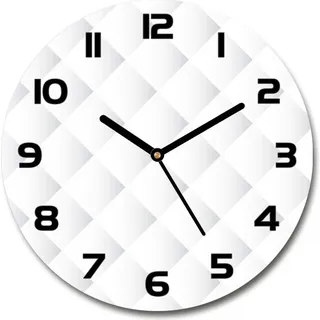 Wanduhr aus Glas 30fi Glasbild Glasuhr Gehärtetes Glas - schwarze-zeiger - Squares background - Weiß