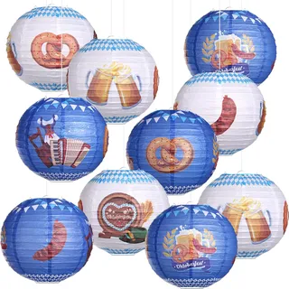 Kesote Oktoberfest Deko Lampions 10 PCS Papierlaterne 10 Zoll Laterne Papier Bayrische Dekoration Bayern Party Set Hängedeko