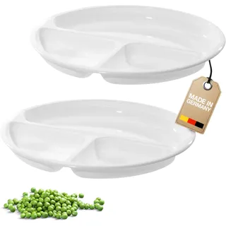 Westmark Mikrowellen-Menüteller mit 3 Einteilungen, 2 Stück, Durchmesser: 25 cm, Kunststoff, Weiß, 224022E3