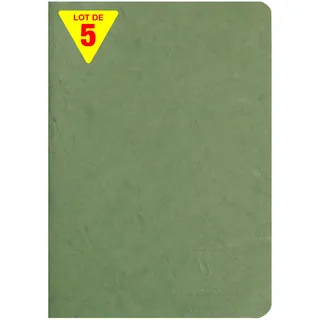 Clairefontaine 733103Cpack - Packung 5 Heft - Notizbuch geheftet, Age Bag, DIN A5 14,8x21 cm, 48 Blatt, blanko, 90g, Grün, 1 Pack