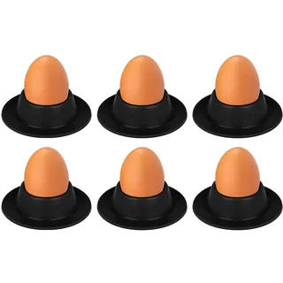 Vicloon Eierbecher, 6 Stück Weicher Eierbecher,rund stapelbar Eierbecher aus Silikon,Frühstück Eierhalter Set für Küche und Camping- Schwarz