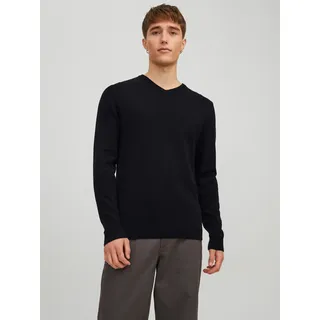 V-Ausschnitt-Pullover JACK & JONES "JJEBASIC mit V-Ausschnitt, ideal für Herbst und Alltag", Herren, Gr. XXL, schwarz, Obermaterial: 100% Baumwolle, unifarben, schmal, V-Ausschnitt, Pullover V-Ausschnitt-Pullover, unifarben, modisch, slim fit, Baumwolle, V-Ausschnitt, Topseller